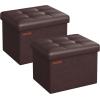 imageSONGMICS Small Folding Storage Ottoman Foot Rest Stool Cube Footrest Synthetic Leather 122 x 161 x 122 Inches 286 lb Capacity for Living Room Bedroom Dorm Coffee Brown ULSF100K01Chestnut Brown