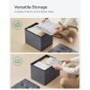 imageSONGMICS Small Folding Storage Ottoman Foot Rest Stool Cube Footrest Synthetic Leather 122 x 161 x 122 Inches 286 lb Capacity for Living Room Bedroom Dorm Coffee Brown ULSF100K01Dark Gray