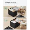 imageSONGMICS Small Folding Storage Ottoman Foot Rest Stool Cube Footrest Synthetic Leather 122 x 161 x 122 Inches 286 lb Capacity for Living Room Bedroom Dorm Coffee Brown ULSF100K01Ink Black