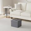 imageSONGMICS Small Folding Storage Ottoman Foot Rest Stool Cube Footrest Synthetic Leather 122 x 161 x 122 Inches 286 lb Capacity for Living Room Bedroom Dorm Coffee Brown ULSF100K01Dark Gray