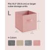 imageSONGMICS Storage Cubes 13Inch NonWoven Fabric Bins with Double Handles Set of 8 Closet Organizers for Shelves Foldable for Clothes Cattail Gray UROB833G01Jelly Pink