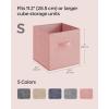 imageSONGMICS Storage Cubes 13Inch NonWoven Fabric Bins with Double Handles Set of 8 Closet Organizers for Shelves Foldable for Clothes Cattail Gray UROB833G01Jelly Pink