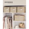 imageSONGMICS Storage Cubes 13Inch NonWoven Fabric Bins with Double Handles Set of 8 Closet Organizers for Shelves Foldable for Clothes Cattail Gray UROB833G01Sand Beige