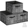 imageSONGMICS Storage Cubes 13Inch NonWoven Fabric Bins with Double Handles Set of 8 Closet Organizers for Shelves Foldable for Clothes Cattail Gray UROB833G01Ink Black