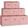 imageSONGMICS Storage Cubes 13Inch NonWoven Fabric Bins with Double Handles Set of 8 Closet Organizers for Shelves Foldable for Clothes Cattail Gray UROB833G01Jelly Pink