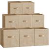 imageSONGMICS Storage Cubes 13Inch NonWoven Fabric Bins with Double Handles Set of 8 Closet Organizers for Shelves Foldable for Clothes Cattail Gray UROB833G01Sand Beige