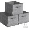 imageSONGMICS Storage Cubes 13Inch NonWoven Fabric Bins with Double Handles Set of 8 Closet Organizers for Shelves Foldable for Clothes Cattail Gray UROB833G01Cattail Gray