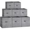 imageSONGMICS Storage Cubes 13Inch NonWoven Fabric Bins with Double Handles Set of 8 Closet Organizers for Shelves Foldable for Clothes Cattail Gray UROB833G01Cattail Gray