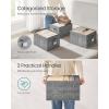 imageSONGMICS Storage Cubes 13Inch NonWoven Fabric Bins with Double Handles Set of 8 Closet Organizers for Shelves Foldable for Clothes Cattail Gray UROB833G01Cattail Gray