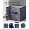 imageSONGMICS Storage Cubes 13Inch NonWoven Fabric Bins with Double Handles Set of 8 Closet Organizers for Shelves Foldable for Clothes Cattail Gray UROB833G01Navy Blue