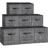 imageSONGMICS Storage Cubes 13Inch NonWoven Fabric Bins with Double Handles Set of 8 Closet Organizers for Shelves Foldable for Clothes Cattail Gray UROB833G01Ink Black
