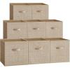 imageSONGMICS Storage Cubes 13Inch NonWoven Fabric Bins with Double Handles Set of 8 Closet Organizers for Shelves Foldable for Clothes Cattail Gray UROB833G01Sand Beige
