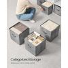 imageSONGMICS Storage Cubes 13Inch NonWoven Fabric Bins with Double Handles Set of 8 Closet Organizers for Shelves Foldable for Clothes Cattail Gray UROB833G01Cattail Gray