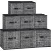 imageSONGMICS Storage Cubes 13Inch NonWoven Fabric Bins with Double Handles Set of 8 Closet Organizers for Shelves Foldable for Clothes Cattail Gray UROB833G01Ink Black