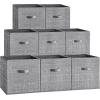 imageSONGMICS Storage Cubes 13Inch NonWoven Fabric Bins with Double Handles Set of 8 Closet Organizers for Shelves Foldable for Clothes Cattail Gray UROB833G01Cattail Gray