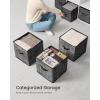 imageSONGMICS Storage Cubes 13Inch NonWoven Fabric Bins with Double Handles Set of 8 Closet Organizers for Shelves Foldable for Clothes Cattail Gray UROB833G01Ink Black