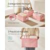 imageSONGMICS Storage Cubes 13Inch NonWoven Fabric Bins with Double Handles Set of 8 Closet Organizers for Shelves Foldable for Clothes Cattail Gray UROB833G01Jelly Pink