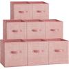 imageSONGMICS Storage Cubes 13Inch NonWoven Fabric Bins with Double Handles Set of 8 Closet Organizers for Shelves Foldable for Clothes Cattail Gray UROB833G01Jelly Pink