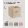 imageSONGMICS Storage Cubes 13Inch NonWoven Fabric Bins with Double Handles Set of 8 Closet Organizers for Shelves Foldable for Clothes Cattail Gray UROB833G01Sand Beige