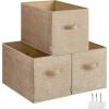 imageSONGMICS Storage Cubes 13Inch NonWoven Fabric Bins with Double Handles Set of 8 Closet Organizers for Shelves Foldable for Clothes Cattail Gray UROB833G01Sand Beige