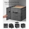 imageSONGMICS Storage Cubes 13Inch NonWoven Fabric Bins with Double Handles Set of 8 Closet Organizers for Shelves Foldable for Clothes Cattail Gray UROB833G01Ink Black
