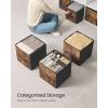imageSONGMICS Storage Cubes Set of 8 Storage Bins Foldable Fabric Storage Boxes 13 x 13 x 13 Inches Fit Cube Storage Unit for Clothes Bedroom Living Room Rustic Brown and Ink Black URFB833B01L 13L x 13W x 13H