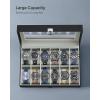 imageSONGMICS Watch Box 12Slot Watch Case with Large Glass Lid Removable Watch Pillows Watch Box Organizer Gift for Loved Ones Black Synthetic Leather Greenish Beige Lining UJWB12BEBlack  Gray