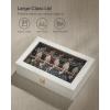 imageSONGMICS Watch Box 12Slot Watch Case with Large Glass Lid Removable Watch Pillows Watch Box Organizer Gift for Loved Ones Black Synthetic Leather Greenish Beige Lining UJWB12BECloud White  Cappuccino Beige