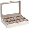 imageSONGMICS Watch Box 12Slot Watch Case with Large Glass Lid Removable Watch Pillows Watch Box Organizer Gift for Loved Ones Black Synthetic Leather Greenish Beige Lining UJWB12BECloud White  Cappuccino Beige