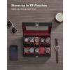 imageSONGMICS Watch Box 12Slot Watch Case with Large Glass Lid Removable Watch Pillows Watch Box Organizer Gift for Loved Ones Black Synthetic Leather Greenish Beige Lining UJWB12BEBlack  Wine Red