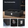 imageSONGMICS Watch Box 12Slot Watch Case with Large Glass Lid Removable Watch Pillows Watch Box Organizer Gift for Loved Ones Black Synthetic Leather Greenish Beige Lining UJWB12BEBlack  Black