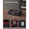 imageSONGMICS Watch Box 12Slot Watch Case with Large Glass Lid Removable Watch Pillows Watch Box Organizer Gift for Loved Ones Black Synthetic Leather Greenish Beige Lining UJWB12BEBlack  Wine Red