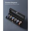 imageSONGMICS Watch Box 12Slot Watch Case with Large Glass Lid Removable Watch Pillows Watch Box Organizer Gift for Loved Ones Black Synthetic Leather Greenish Beige Lining UJWB12BEBlack  Black