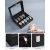 imageSONGMICS Watch Box 12Slot Watch Case with Large Glass Lid Removable Watch Pillows Watch Box Organizer Gift for Loved Ones Black Synthetic Leather Greenish Beige Lining UJWB12BEBlack  Black