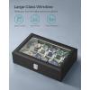 imageSONGMICS Watch Box 12Slot Watch Case with Large Glass Lid Removable Watch Pillows Watch Box Organizer Gift for Loved Ones Black Synthetic Leather Greenish Beige Lining UJWB12BEBlack  Gray