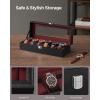 imageSONGMICS Watch Box 12Slot Watch Case with Large Glass Lid Removable Watch Pillows Watch Box Organizer Gift for Loved Ones Black Synthetic Leather Greenish Beige Lining UJWB12BEBlack  Wine Red