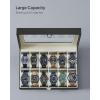 imageSONGMICS Watch Box 12Slot Watch Case with Large Glass Lid Removable Watch Pillows Watch Box Organizer Gift for Loved Ones Black Synthetic Leather Greenish Beige Lining UJWB12BEBlack  Greenish Beige