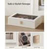 imageSONGMICS Watch Box 12Slot Watch Case with Large Glass Lid Removable Watch Pillows Watch Box Organizer Gift for Loved Ones Black Synthetic Leather Greenish Beige Lining UJWB12BECloud White  Cappuccino Beige