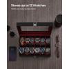 imageSONGMICS Watch Box 12Slot Watch Case with Large Glass Lid Removable Watch Pillows Watch Box Organizer Gift for Loved Ones Black Synthetic Leather Greenish Beige Lining UJWB12BEBlack  Wine Red