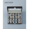 imageSONGMICS Watch Box 12Slot Watch Case with Large Glass Lid Removable Watch Pillows Watch Box Organizer Gift for Loved Ones Black Synthetic Leather Greenish Beige Lining UJWB12BEBlack  Gray