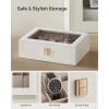imageSONGMICS Watch Box 12Slot Watch Case with Large Glass Lid Removable Watch Pillows Watch Box Organizer Gift for Loved Ones Black Synthetic Leather Greenish Beige Lining UJWB12BECloud White  Cappuccino Beige