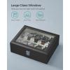 imageSONGMICS Watch Box 12Slot Watch Case with Large Glass Lid Removable Watch Pillows Watch Box Organizer Gift for Loved Ones Black Synthetic Leather Greenish Beige Lining UJWB12BEBlack  Gray