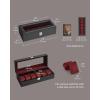 imageSONGMICS Watch Box 12Slot Watch Case with Large Glass Lid Removable Watch Pillows Watch Box Organizer Gift for Loved Ones Black Synthetic Leather Greenish Beige Lining UJWB12BEBlack  Wine Red