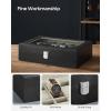 imageSONGMICS Watch Box 12Slot Watch Case with Large Glass Lid Removable Watch Pillows Watch Box Organizer Gift for Loved Ones Black Synthetic Leather Greenish Beige Lining UJWB12BEBlack  Greenish Beige