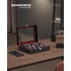 imageSONGMICS Watch Box 12Slot Watch Case with Large Glass Lid Removable Watch Pillows Watch Box Organizer Gift for Loved Ones Black Synthetic Leather Greenish Beige Lining UJWB12BEBlack  Wine Red