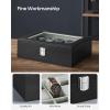 imageSONGMICS Watch Box 12Slot Watch Case with Large Glass Lid Removable Watch Pillows Watch Box Organizer Gift for Loved Ones Black Synthetic Leather Greenish Beige Lining UJWB12BEBlack  Gray