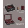 imageSONGMICS Watch Box 12Slot Watch Case with Large Glass Lid Removable Watch Pillows Watch Box Organizer Gift for Loved Ones Black Synthetic Leather Greenish Beige Lining UJWB12BEBlack  Wine Red