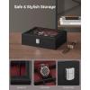imageSONGMICS Watch Box 12Slot Watch Case with Large Glass Lid Removable Watch Pillows Watch Box Organizer Gift for Loved Ones Black Synthetic Leather Greenish Beige Lining UJWB12BEBlack  Wine Red