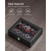 imageSONGMICS Watch Box 12Slot Watch Case with Large Glass Lid Removable Watch Pillows Watch Box Organizer Gift for Loved Ones Black Synthetic Leather Greenish Beige Lining UJWB12BEBlack  Wine Red