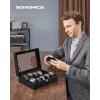 imageSONGMICS Watch Box 12Slot Watch Case with Large Glass Lid Removable Watch Pillows Watch Box Organizer Gift for Loved Ones Black Synthetic Leather Greenish Beige Lining UJWB12BEBlack  Black